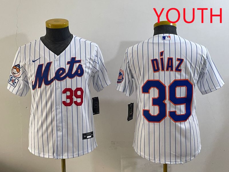 Youth 2025 New York Mets #39 Diaz White Stripe Game Nike MLB Jersey style 6